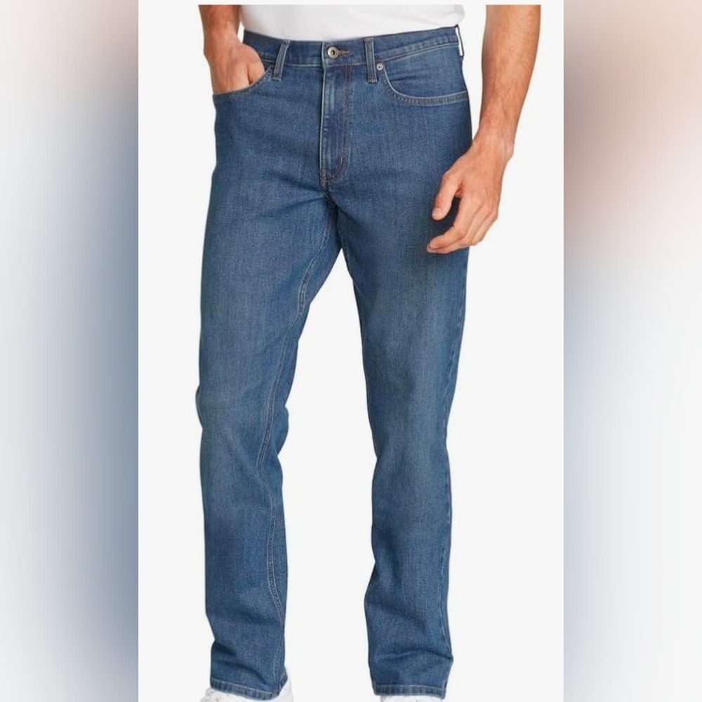 New Eddie Bauer Men's Straight Fit Stretch Blue Jeans 40 X 29